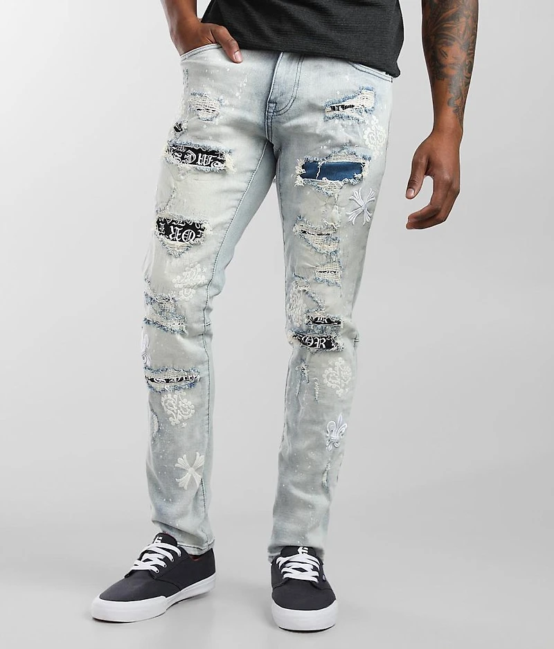 Embroidered Taper Stretch Jean