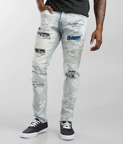 Embroidered Taper Stretch Jean