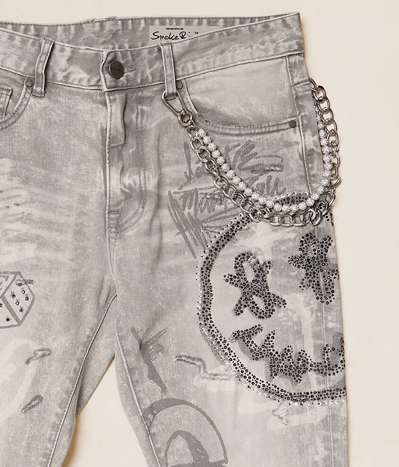 Rhinestone Straight Stretch Jean