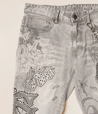 Rhinestone Straight Stretch Jean