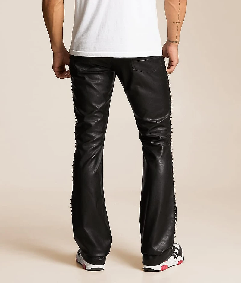 Lazy Stacked Faux Leather Jean