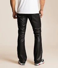 Lazy Stacked Faux Leather Jean