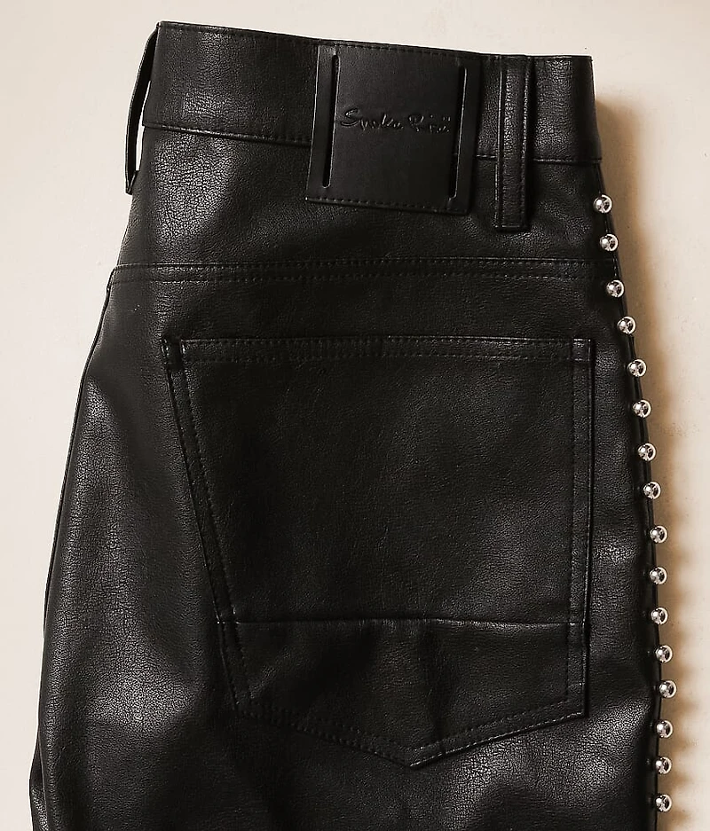 Lazy Stacked Faux Leather Jean