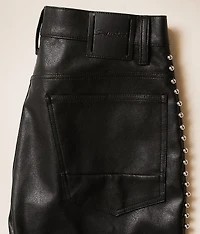 Lazy Stacked Faux Leather Jean