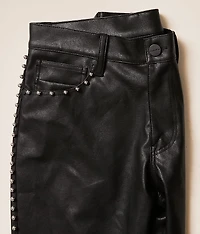 Lazy Stacked Faux Leather Jean