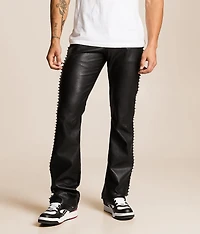 Lazy Stacked Faux Leather Jean