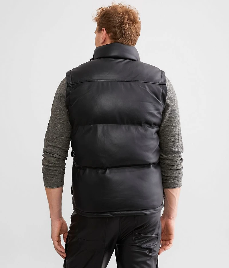 Faux Leather Puffer Vest