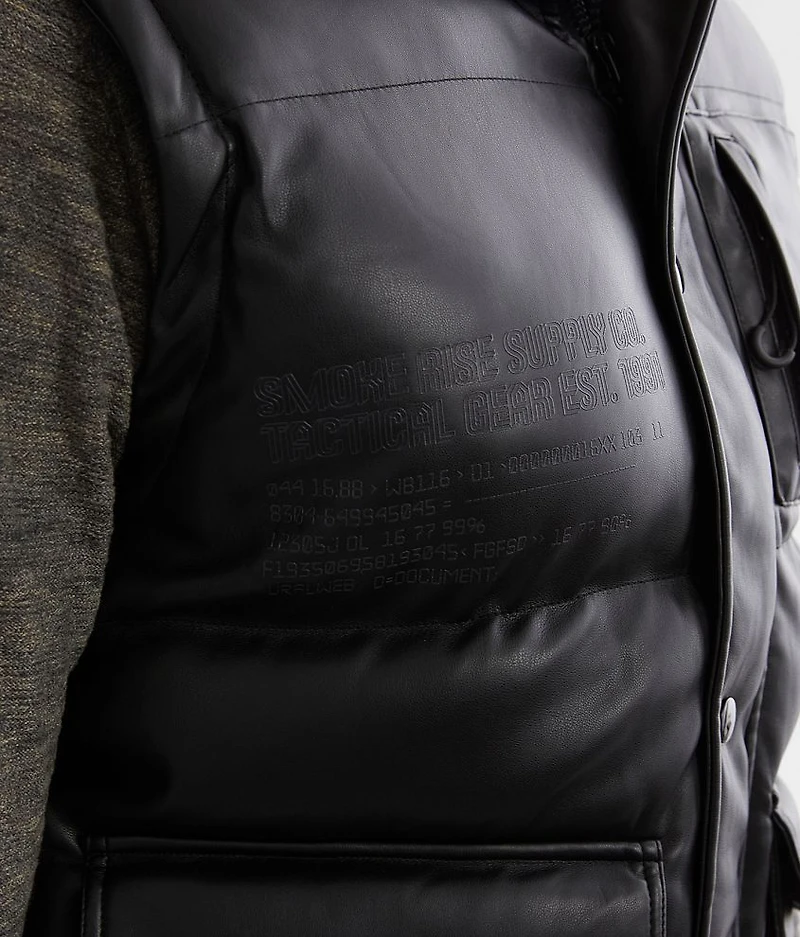 Faux Leather Puffer Vest