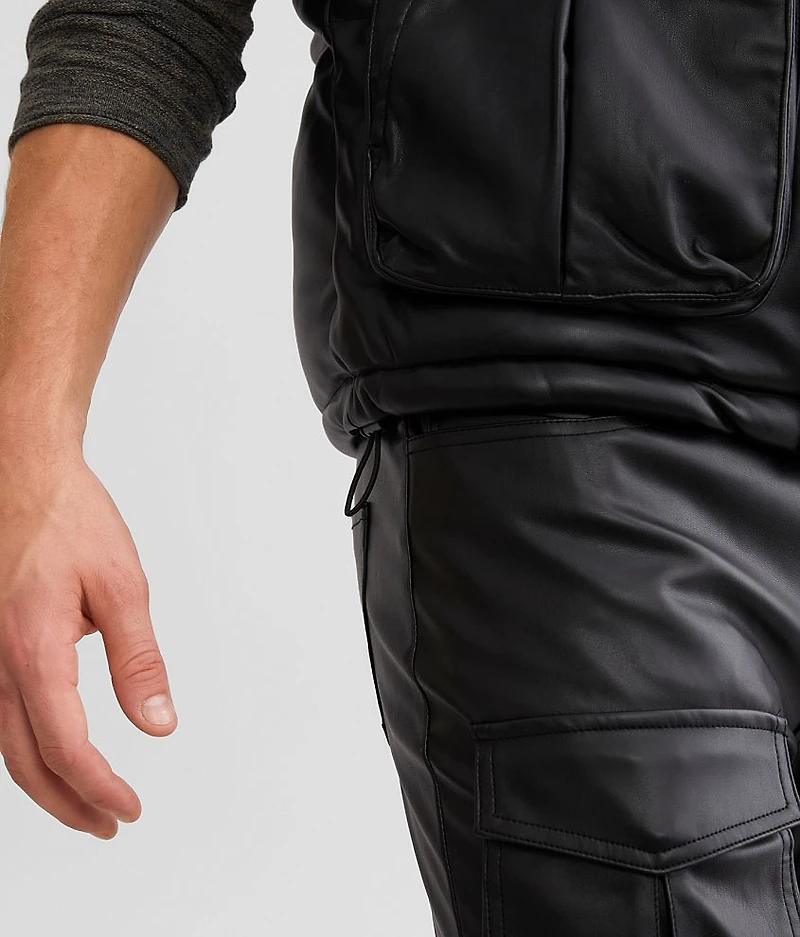 Faux Leather Puffer Vest