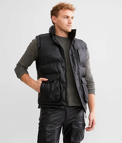 Faux Leather Puffer Vest