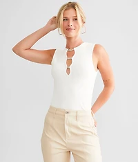 Rhinestone Cut-Out Tank Top