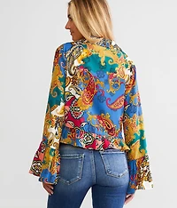 Mixed Paisley Print Chiffon Blouse