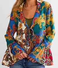 Mixed Paisley Print Chiffon Blouse