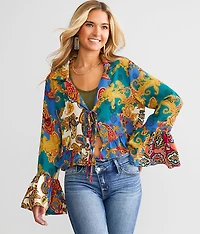 Mixed Paisley Print Chiffon Blouse