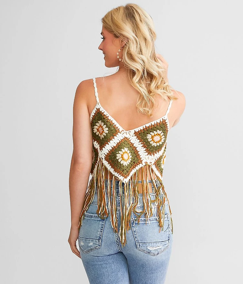 Floral Square Cropped Tank Top - One