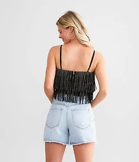 Rhinestone Fringe Cropped Tank Top