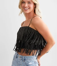 Rhinestone Fringe Cropped Tank Top