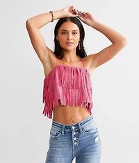 Rhinestone Fringe Cropped Tank Top