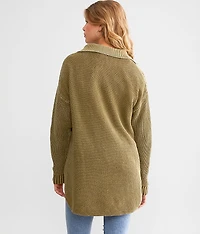 Washed Cable Knit Cardigan Sweater