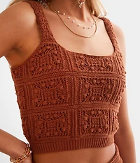 Crochet Sweater Cropped Tank Top