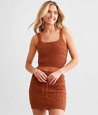 Crochet Sweater Cropped Tank Top