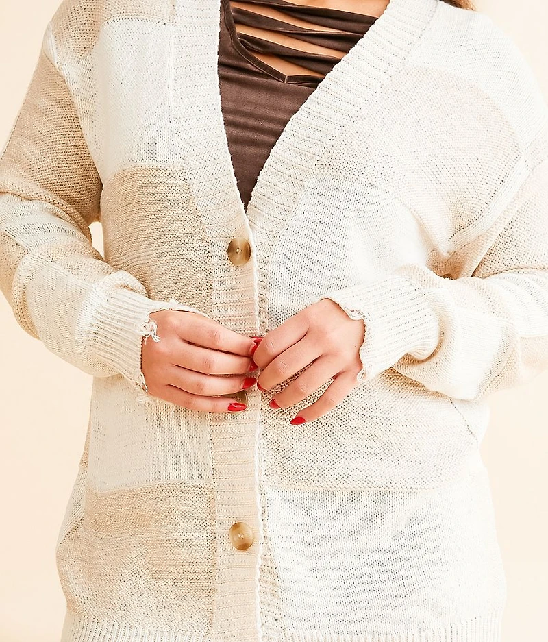 Checkered Cardigan Sweater