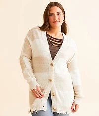Checkered Cardigan Sweater