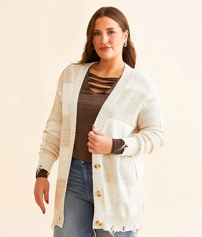 Checkered Cardigan Sweater
