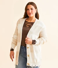 Checkered Cardigan Sweater