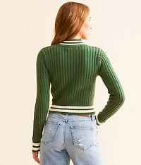 FITZ + EDDI Quarter Zip Cropped Varsity Sweater