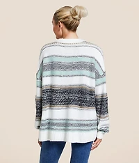 Mixed Print Striped Sweater