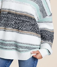 Mixed Print Striped Sweater