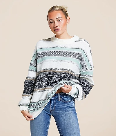 Mixed Print Striped Sweater