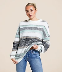 Mixed Print Striped Sweater