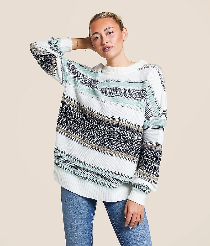 Mixed Print Striped Sweater