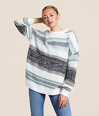 Mixed Print Striped Sweater
