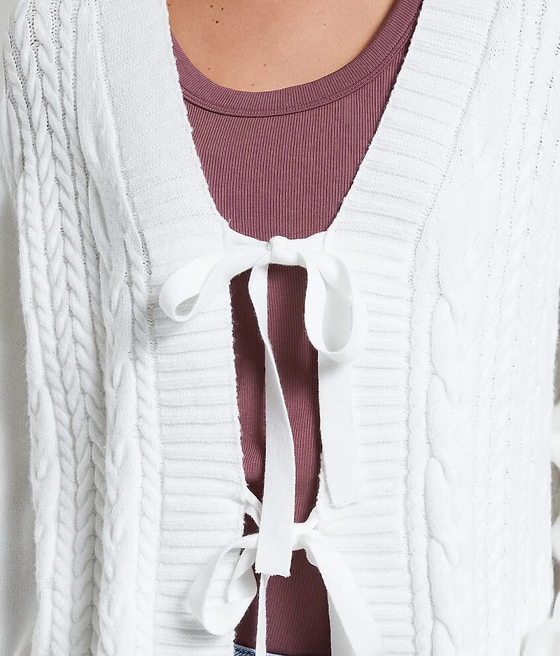 Front Tie Cardigan Sweater