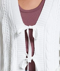 Front Tie Cardigan Sweater