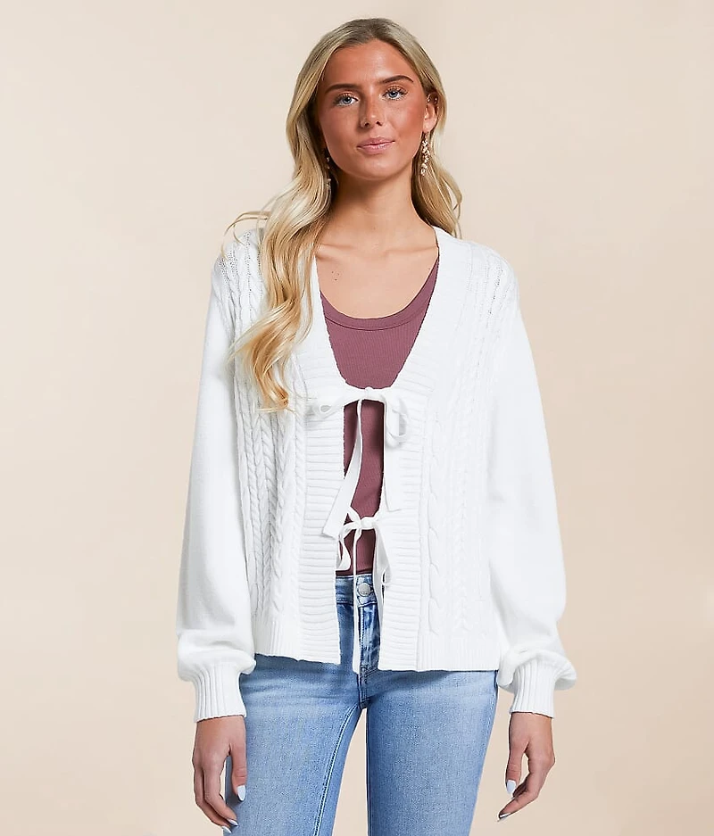 Front Tie Cardigan Sweater