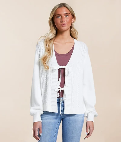 Front Tie Cardigan Sweater