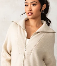 Brushed Knit Cardigan Sweater