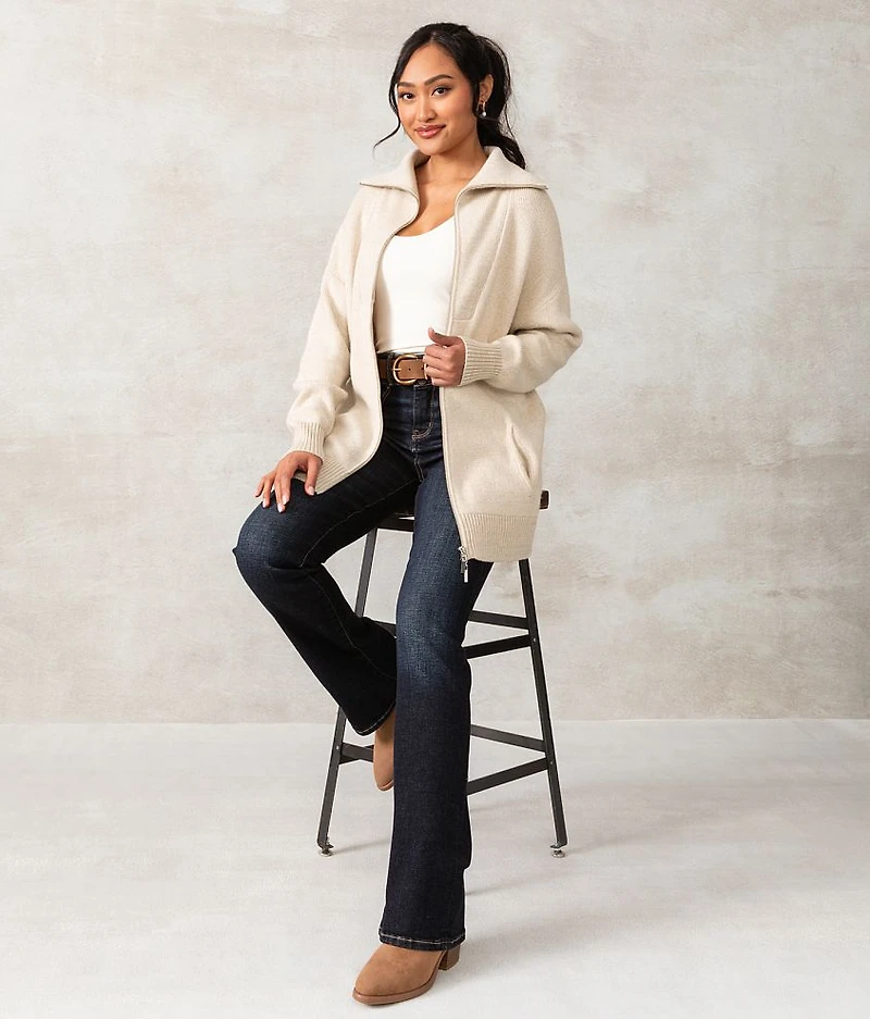 Brushed Knit Cardigan Sweater