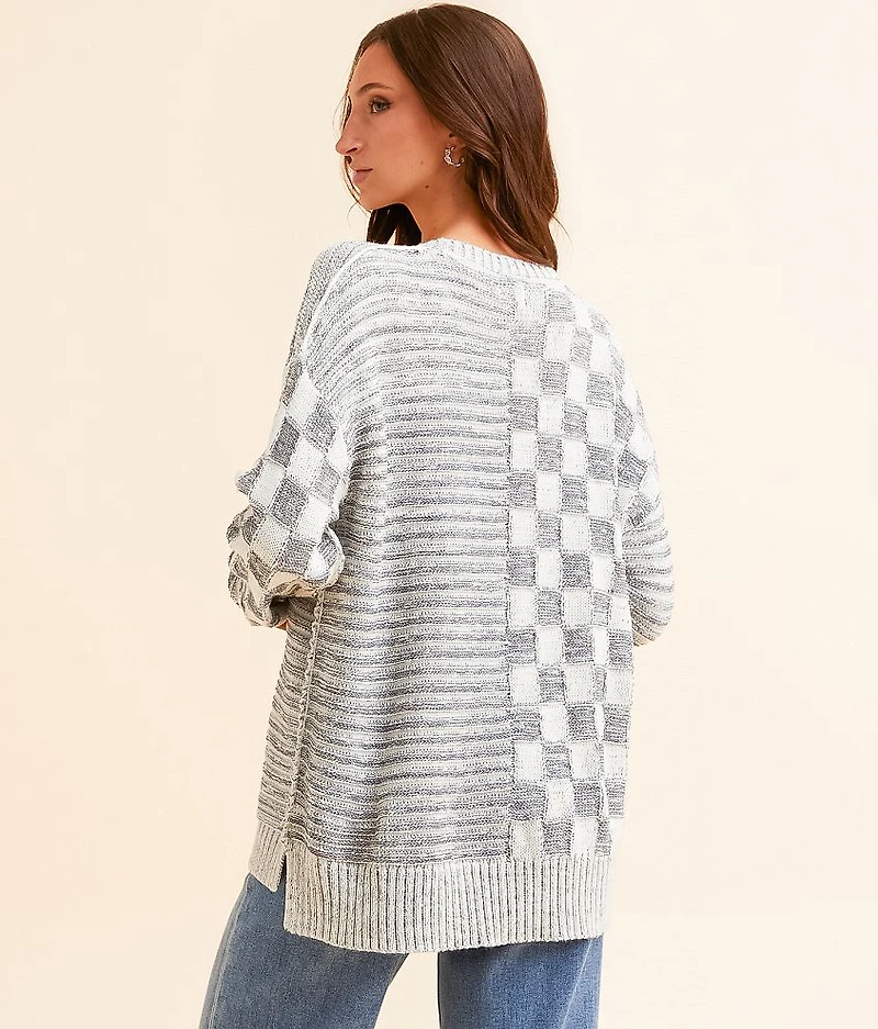 Checkered Stripe Sweater