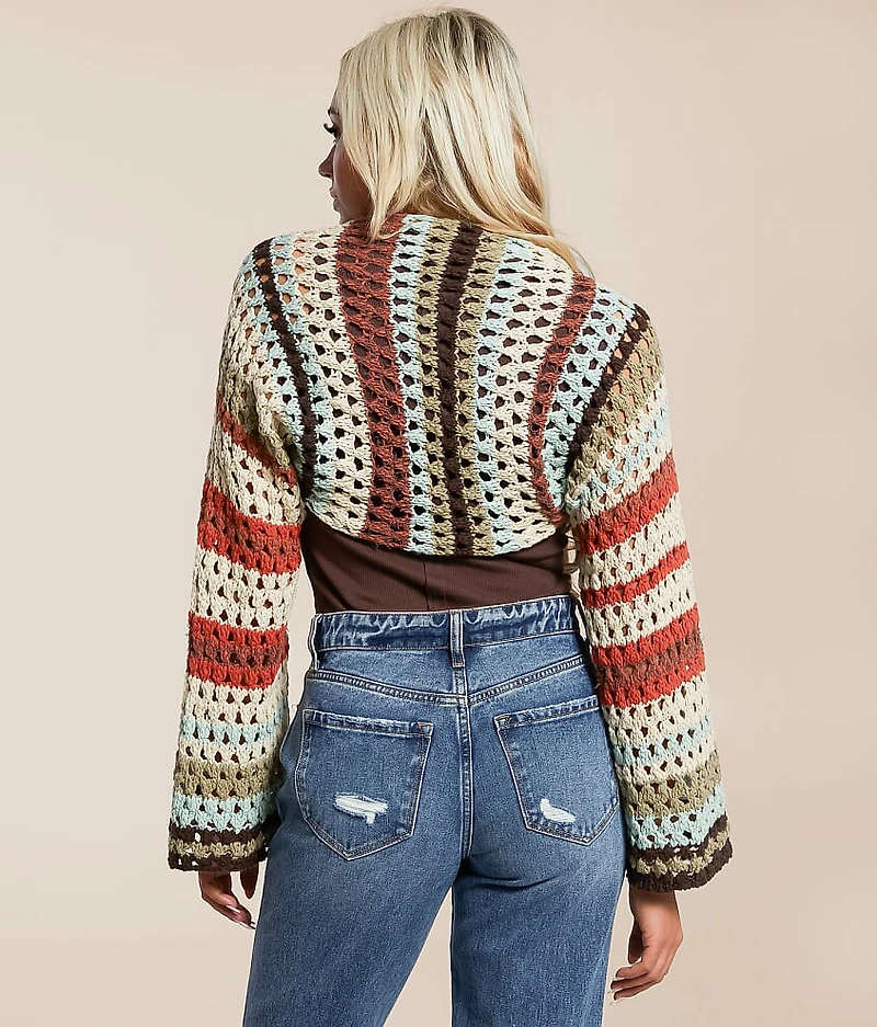 Striped Bolero Cardigan Sweater