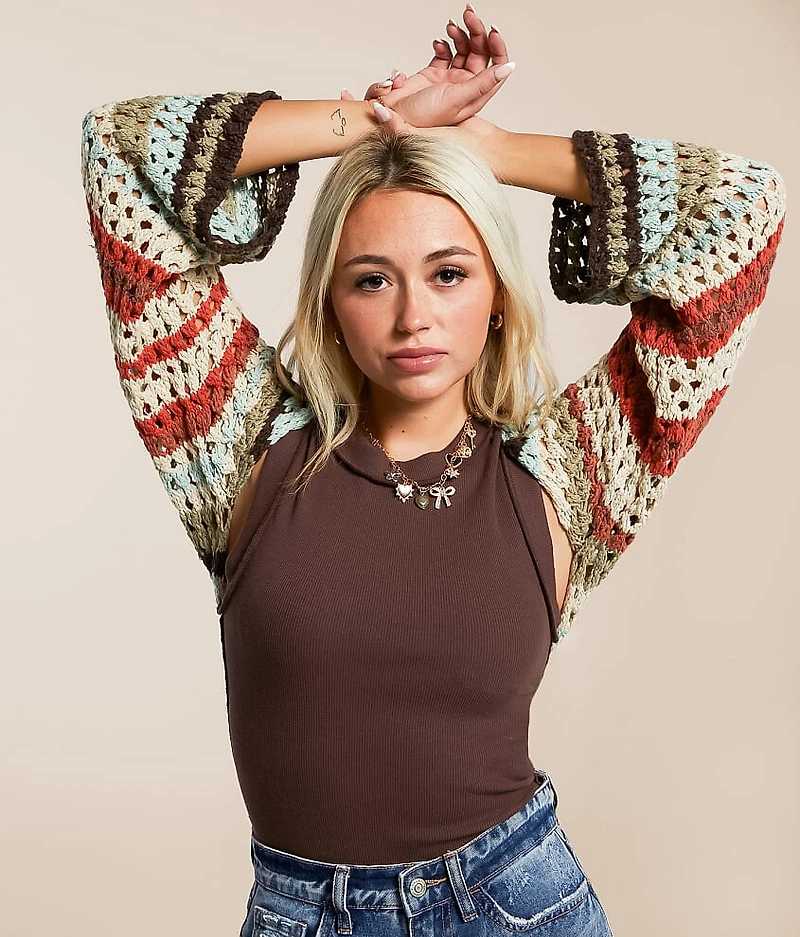 Striped Bolero Cardigan Sweater