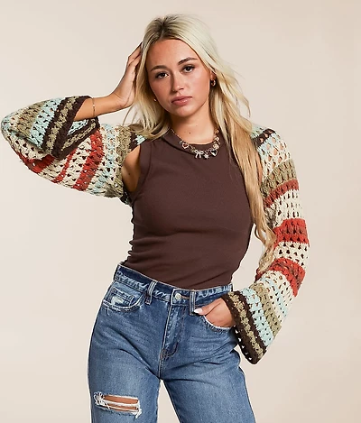 Striped Bolero Cardigan Sweater