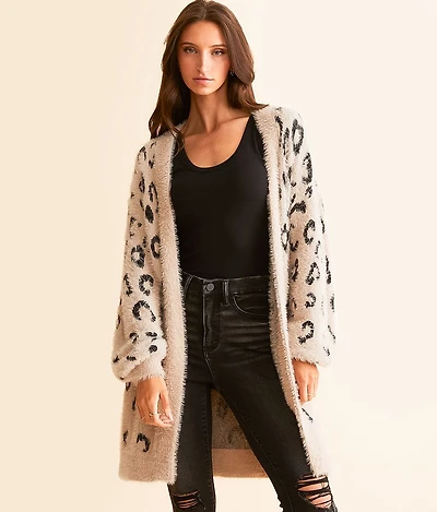 Cheetah Eyelash Sweater Cardigan