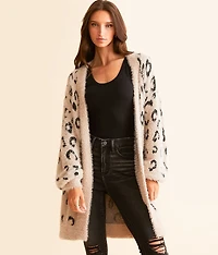 Cheetah Eyelash Sweater Cardigan