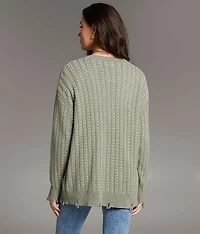 Contrast Stitch Cardigan Sweater