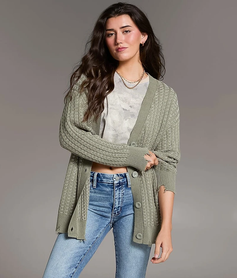 Contrast Stitch Cardigan Sweater